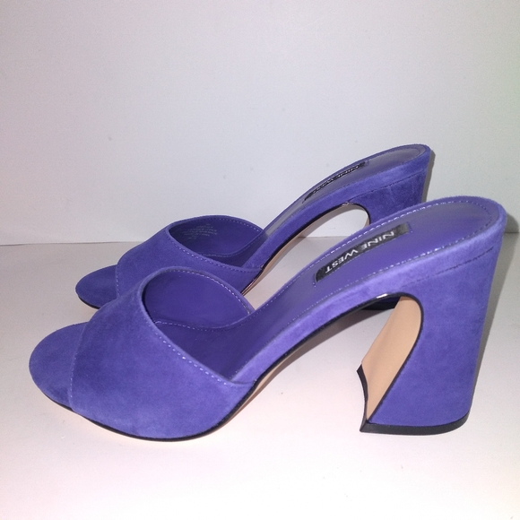 ULALA Nine West Purple Suede/Leather Slip On Open Toe Heels Women's Size- 7M - Picture 7 of 8